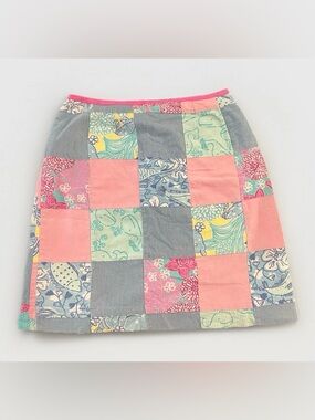Lilly Pulitzer Nantucket Patchwork Pink and Gray Women’s Skirt